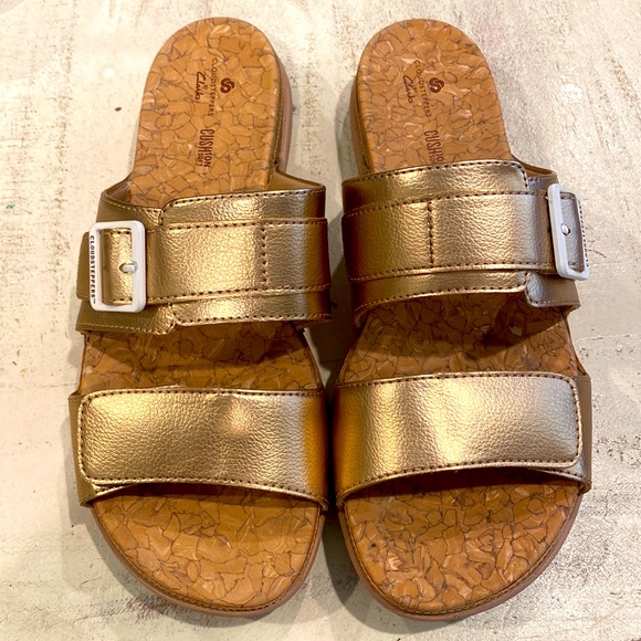 Clarks Cloudsteppers Rose Gold Slides 